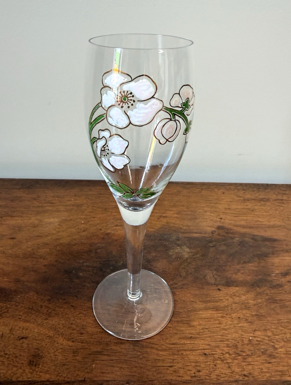 Vintage Perrier Jouet Belle Epoque Hand Painted Anemone Champagne Flute 7.5"